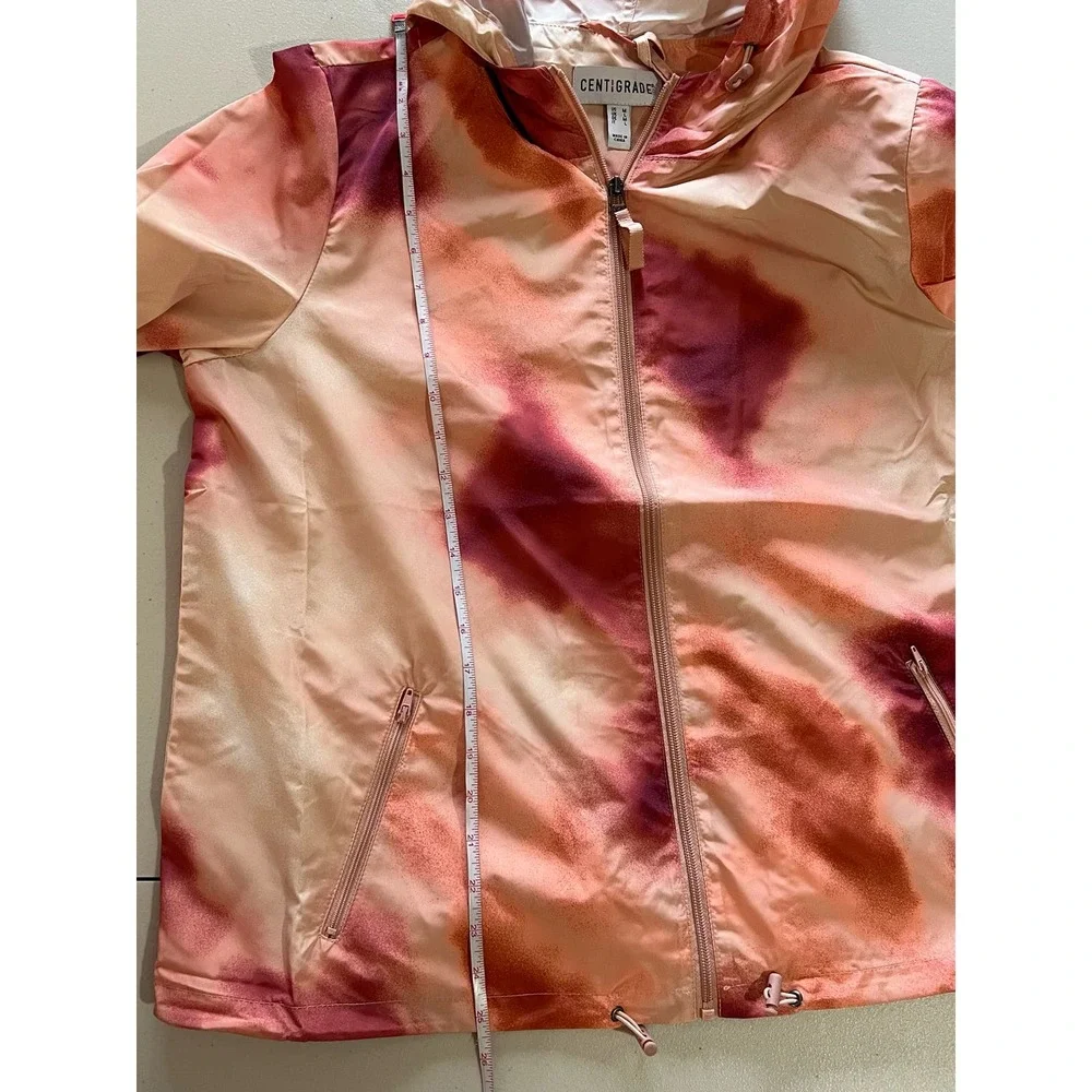Centigrade Water Resistant Hooded Zip Front Rain Jacket ROSE TIE-DYE SIZE M NWOT - Picture 7 of 7
